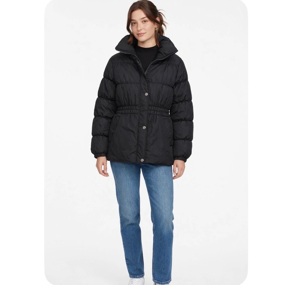 Harve Benard HB Sport Black Puffer Jacket Cinched Waist 1X